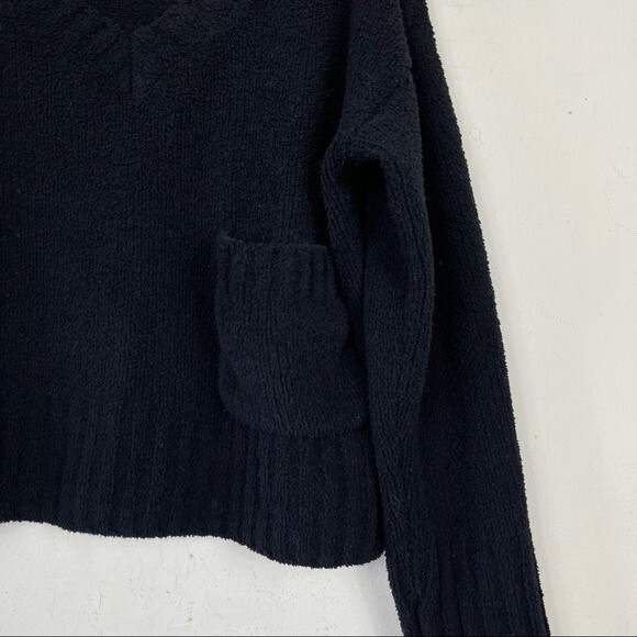 ATM Anthony Thomas Melillo Chenille V-Neck Sweater Black L Boxy Cropped Slouchy - Picture 8 of 10